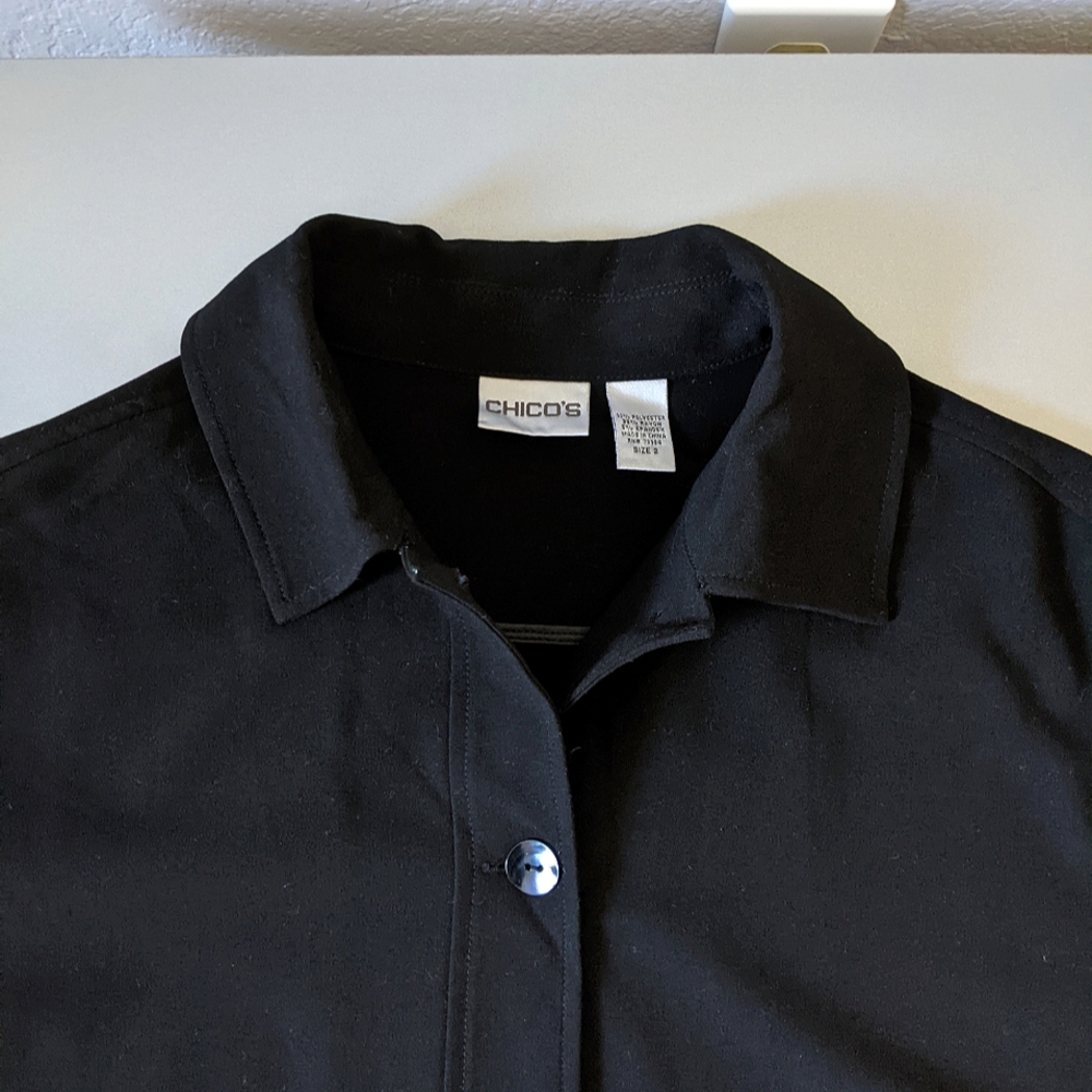 Chico's Button Down Blazer / Jacket, Black, Large - image 5